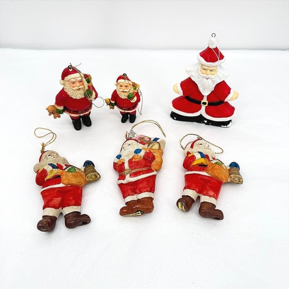 Santa Claus Christmas Ornaments Mixed LOT of‎ 6 VTG Ceramic Holiday Decor